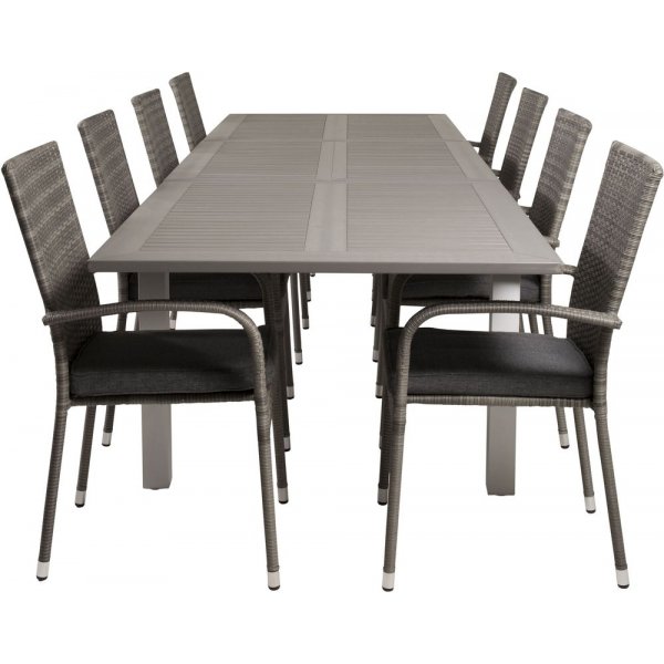 Ekens Matgrupp (224x100) - Gr/Vit - 8 Stolar