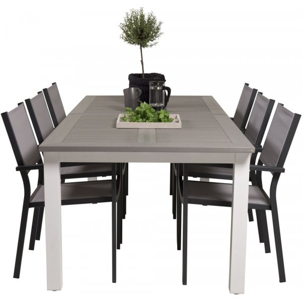 Eken�s Matgrupp (224x100) - Svart/Gr�/Vit - 6 Stolar