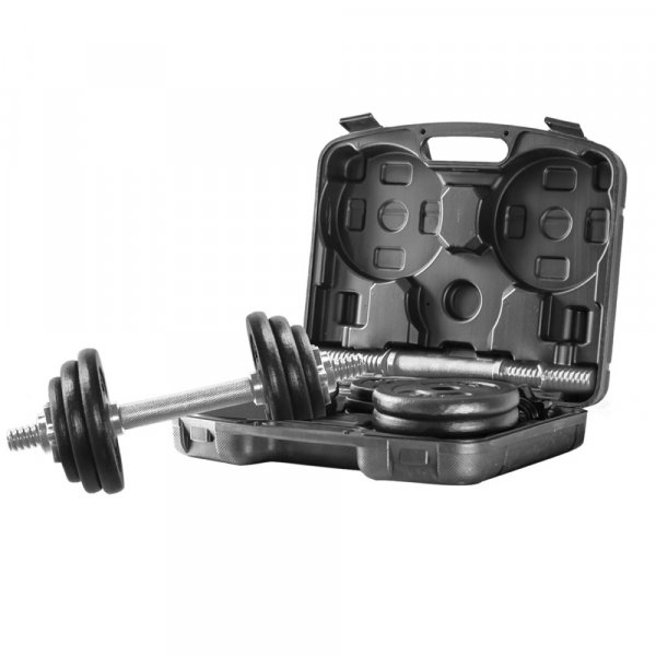 Hantelset - Svarta vikter & kromad stng - 20 kg