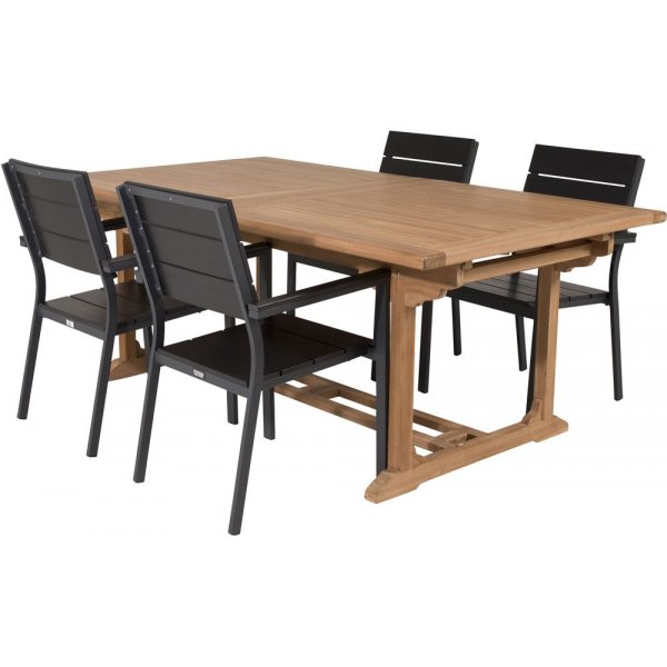 Bjuråker Matgrupp (195x110) - Svart/Natur - 4 Stolar Bjuråker Matgrupp (195x110) - Svart/Natur - 4 Stolar
