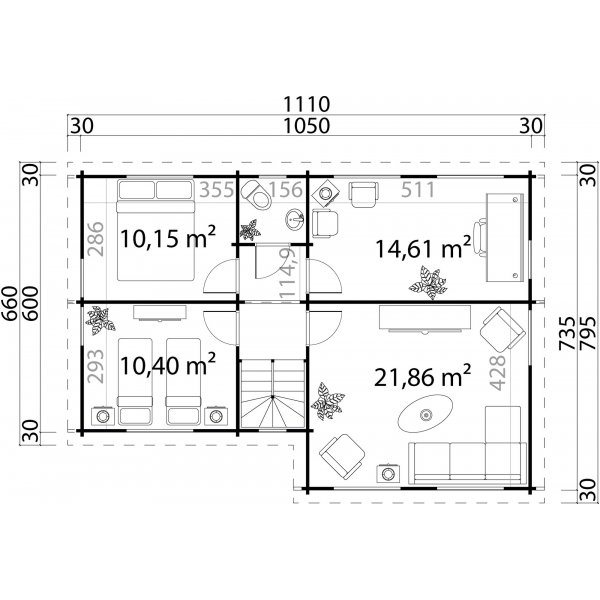 Sommerhus Emilia B XL - 80,7 m² Sommerhus Emilia B XL - 80,7 m²