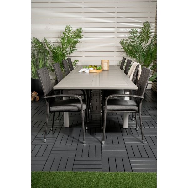 Ekenäs Matgrupp (224x100) - Svart/Grå/Vit - 8 Stolar Ekenäs Matgrupp (224x100) - Svart/Grå/Vit - 8 Stolar