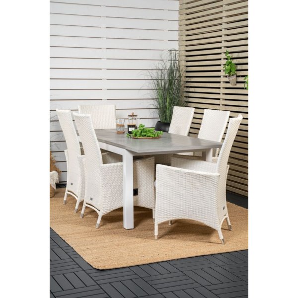 Ekenäs Matgrupp (160x90) - Vit/Grå - 6 Stolar Ekenäs Matgrupp (160x90) - Vit/Grå - 6 Stolar