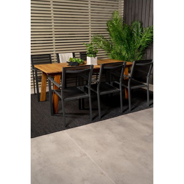 Malmby Matgrupp (180x90) - Svart/Natur - 6 Stolar Malmby Matgrupp (180x90) - Svart/Natur - 6 Stolar