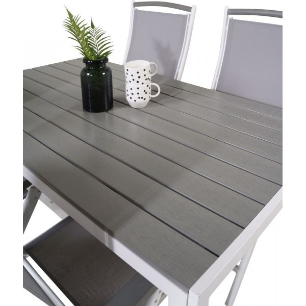 Ervalla Matgrupp (150x90) - Vit/Gr� - 4 Stolar