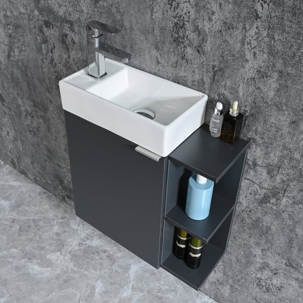 Badeværelsesmøbler Lyon - Mørkegrå + Toiletpapirholder Badeværelsesmøbler Lyon - Mørkegrå + Toiletpapirholder