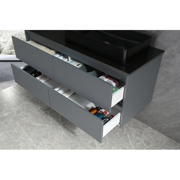 Kylpyhuonekalusteet Allaskaappi - Harmaa ja musta + 2.00 x Kylpyhuoneen koukku Kylpyhuonekalusteet Allaskaappi - Harmaa ja musta + 2.00 x Kylpyhuoneen koukku