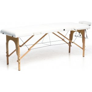 Massageb�nk med tr�ben - 2 zoner - Hvid