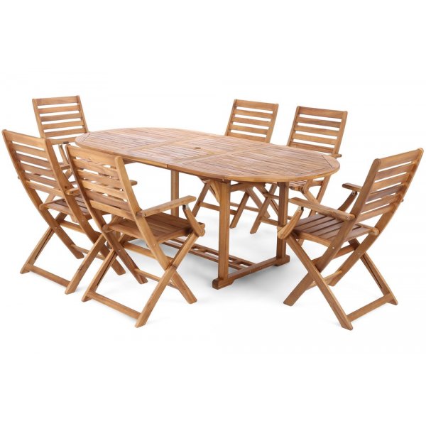Matgrupp Acacia oval 150-200 cm, inkl. 6 stolar Matgrupp Acacia oval 150-200 cm, inkl. 6 stolar