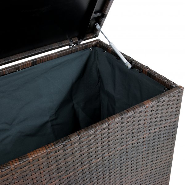 Alma Kissenbox braunes Kunstrattan + Reinigungsspray für Gartenmöbel Alma Kissenbox braunes Kunstrattan + Reinigungsspray für Gartenmöbel