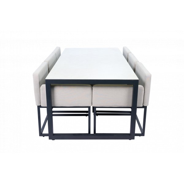 Matgrupp 6 stolar + bord 215 cm + Gr�/Svart utematgrupp