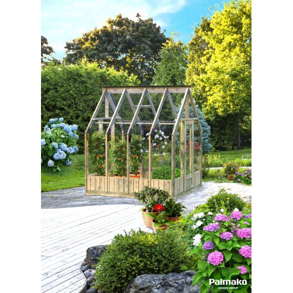 Växthus Emilia med fundament 5,4 m² – Grå tryckimpregnerat trä Växthus Emilia med fundament 5,4 m² – Grå tryckimpregnerat trä