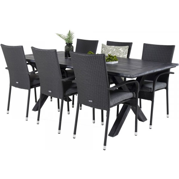 Ramsjö Matgrupp (200x100) - Svart - 6 Stolar Ramsjö Matgrupp (200x100) - Svart - 6 Stolar