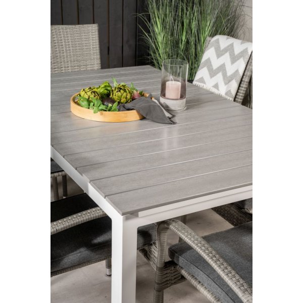 Pr�ssebo Matgrupp (160x100) - Gr�/Vit - 6 Stolar