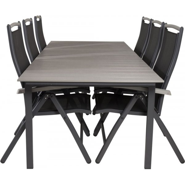 Prssebo Matgrupp (224x100) - Svart/Gr - 6 Stolar