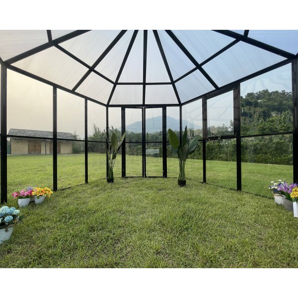 Växthus Miranda V.2 med härdat glas - Svart 9,0 m² Växthus Miranda V.2 med härdat glas - Svart 9,0 m²