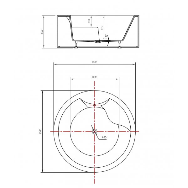 Badkar Aglaia - 150 cm