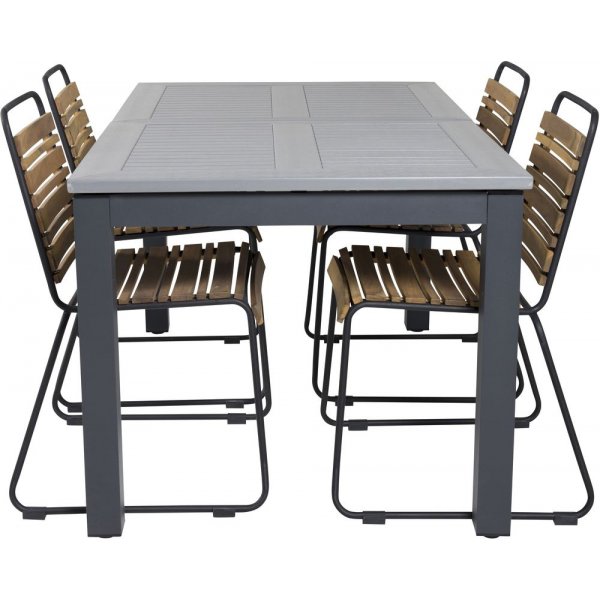 Eken�s Matgrupp (152x90) - Svart/Gr� - 4 Stolar