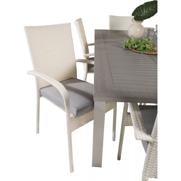 Ekenäs Matgrupp (160x90) - Vit/Grå - 6 Stolar Ekenäs Matgrupp (160x90) - Vit/Grå - 6 Stolar