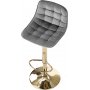 Barstol gr� sammet guldig fot h�j och s�nkbar