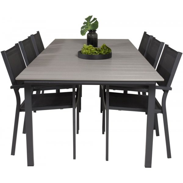 Prässebo Matgrupp (224x100) - Svart/Grå - 6 Stolar Prässebo Matgrupp (224x100) - Svart/Grå - 6 Stolar