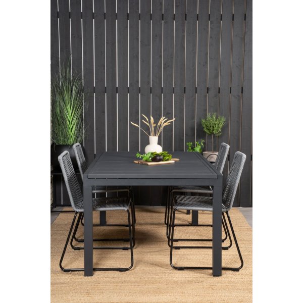 Holma Matgrupp (160x100) - Svart - 4 Stolar