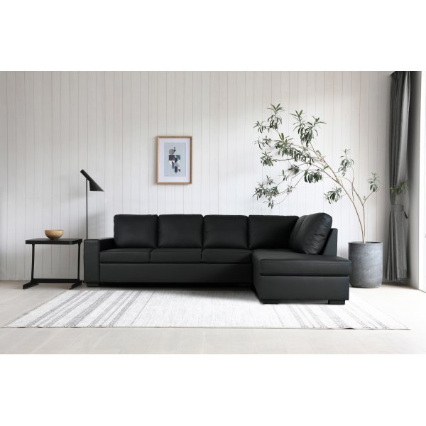 Divansoffa i PU 302 cm Svart - Solna Divansoffa i PU 302 cm Svart - Solna