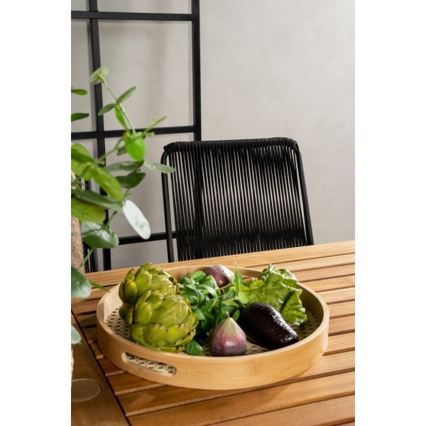 Lekvall Matgrupp (200x90) - Svart/Natur - 6 Stolar