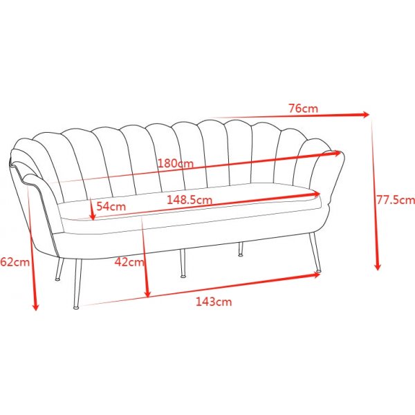 Soffa offwhite 3-sits - 180 cm - Kingsley