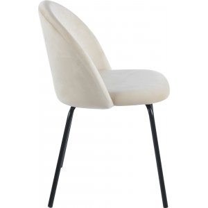Beige stol i sammet med svarta ben - Astrid