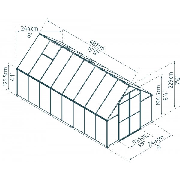 Canopia Essence Vxthus i Polykarbonat 11,8 m - Silver