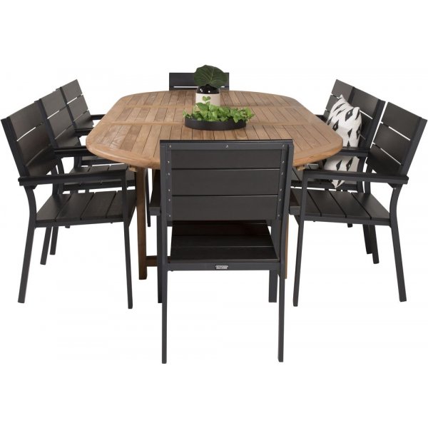 Bjuråker Spisegruppe (180x120) - Sort/Natur - 8 Stole Bjuråker Spisegruppe (180x120) - Sort/Natur - 8 Stole