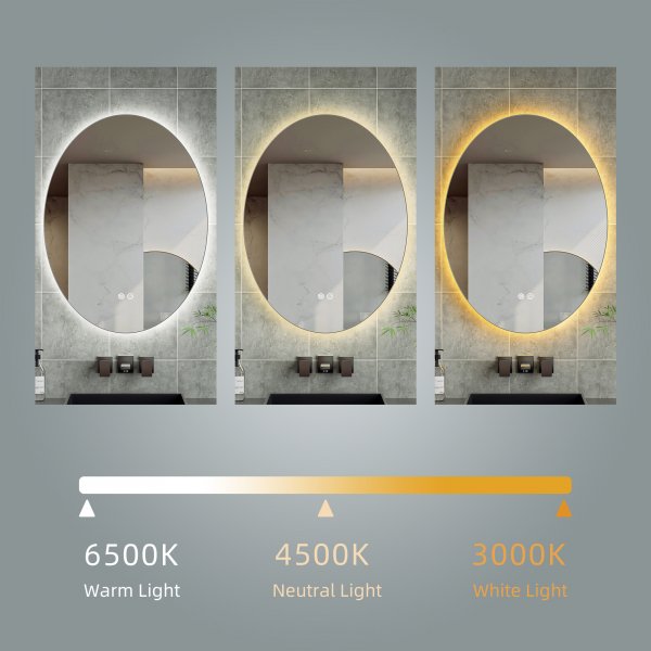 Peili - Arezzo | Soikea | LED-valaistus, himmennettävä ja huurtumaton Peili - Arezzo | Soikea | LED-valaistus, himmennettävä ja huurtumaton