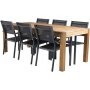 Prssebo Matgrupp (200x90) - Svart/Natur - 6 Stolar