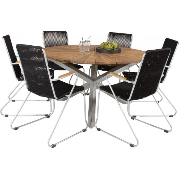 Salstad Matgrupp (140)  Svart/Natur - 6 Stolar