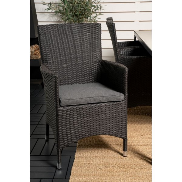 Tornsborg Matgrupp (200x100) - Svart/Gr� - 6 Stolar