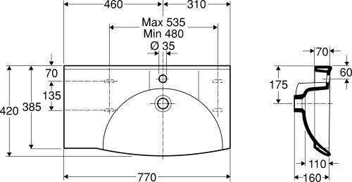 If� Sign tv�ttst�ll 75 cm Compact h�ger 7762 Vit