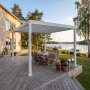 1 Motorisierte Pergola 4x3m Aluminium, LED-Beleuchtung, weißes Dach