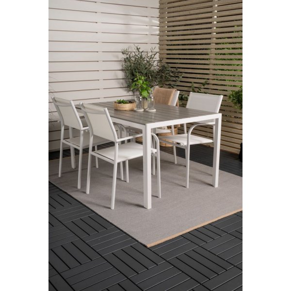 Ervalla Matgrupp (150x90) - Vit/Gr� - 4 Stolar