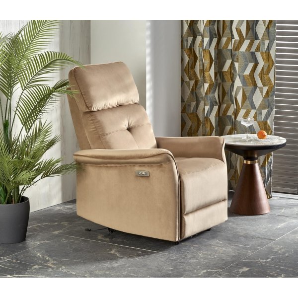 Semir elektrisk reclinerf�t�lj med USB - beige sammet