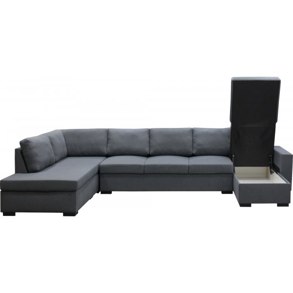 U-soffa Solna v�ndbar - 367 cm - m�rkgr�