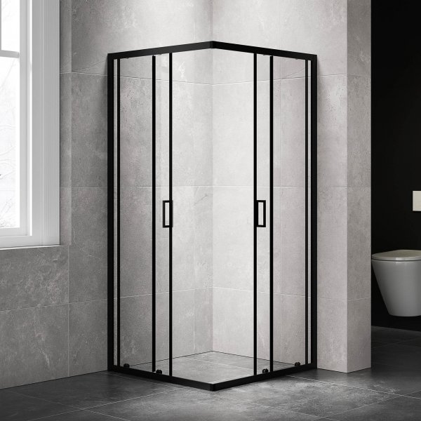 Duschh�rna 80x190cm | Skjutd�rr | Modern design | Svart