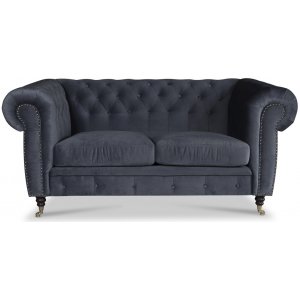 Sheffield Chesterfield 2-sits - Gr� (sammet)