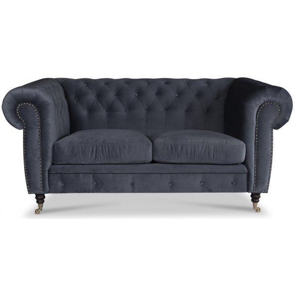 Sheffield Chesterfield 2-sits - Gr� (sammet)