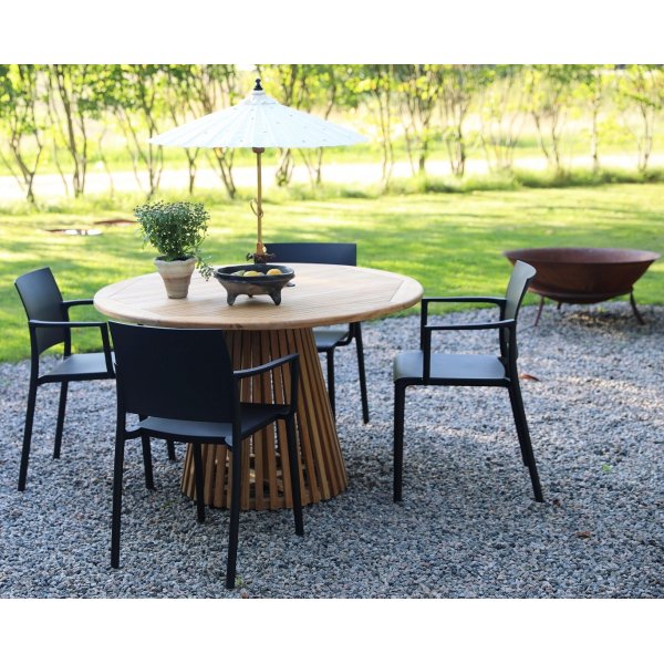 Spisegruppe Salt teak: Teakbord ca. 120 cm inkl. 4 Alafors stelstole