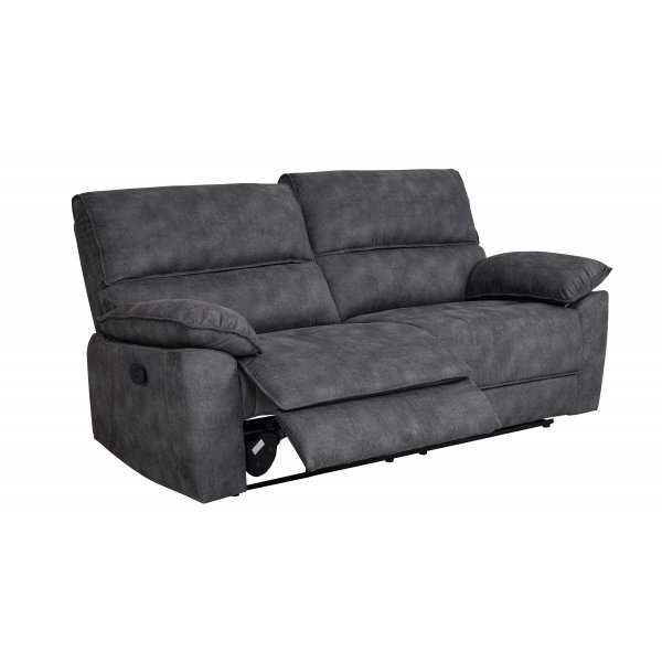 Reclinersoffa 2-sits extra bred i gr�tt - 197 cm