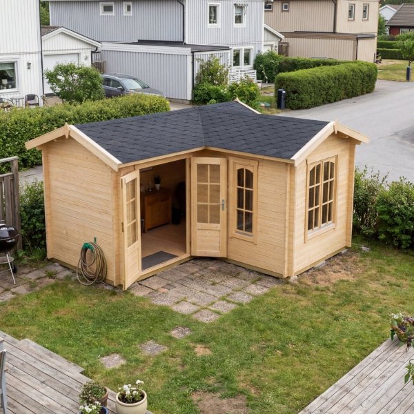 Attefallshus byggsats 16 m� - G�ststuga i tr�