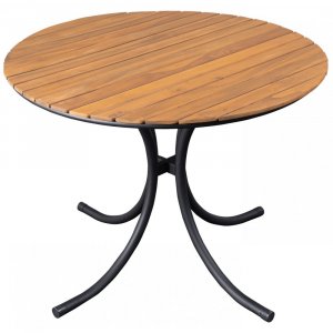 Runt matbord 100 cm svart acacia f�r utomhus