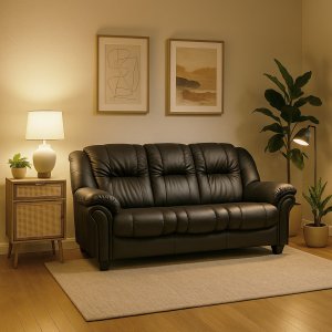 Soffa 3-sits svart PU - Rom