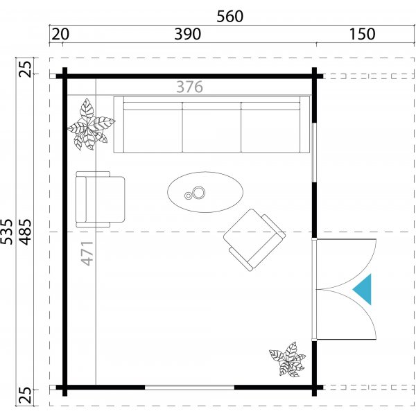Attefallshus Bodil C - 20,7 m�